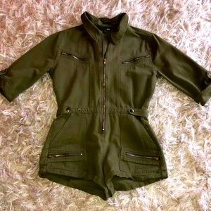 Army green shorts jumpsuit